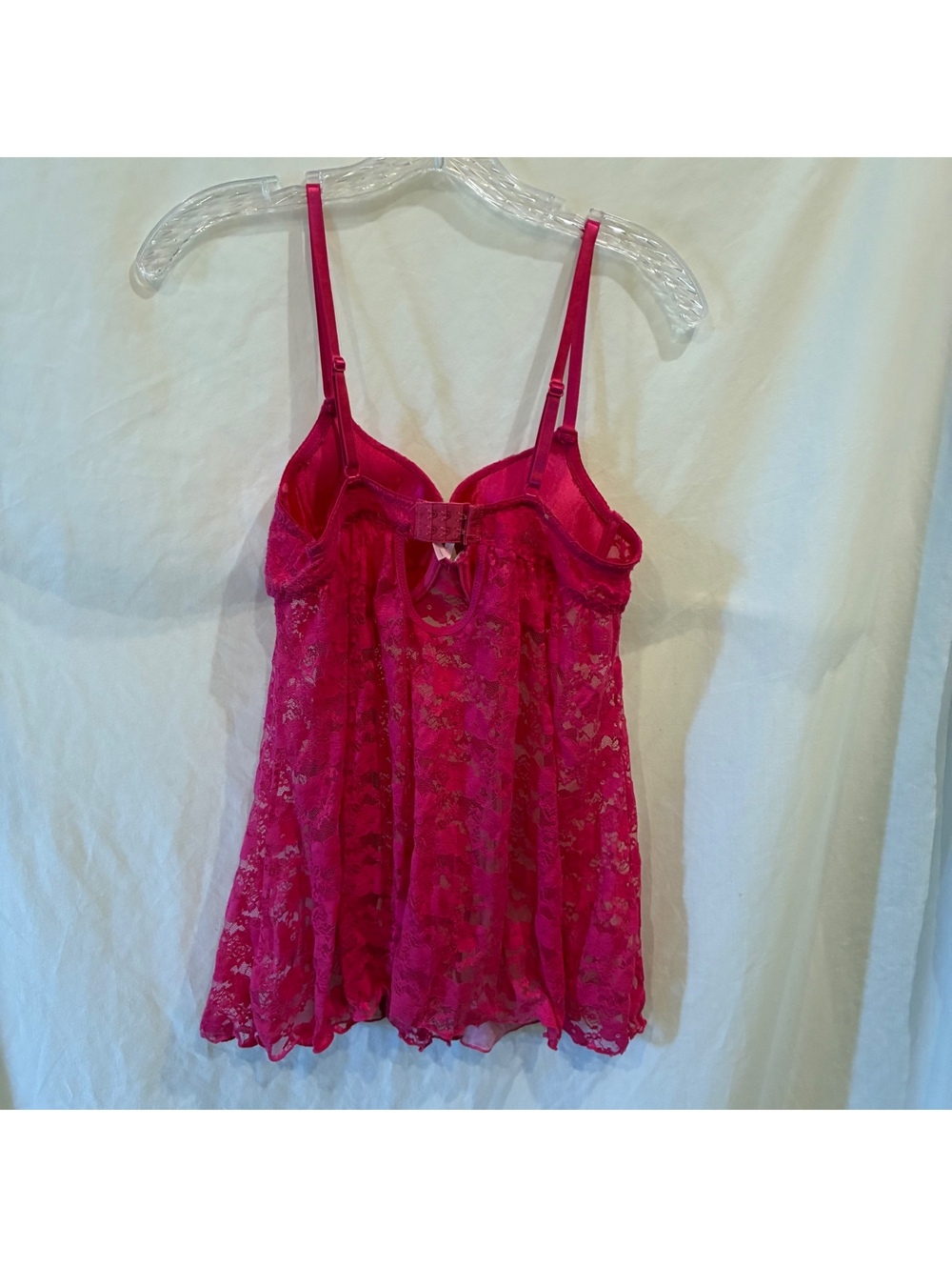 Native Intimates Womans size 36B Pink Fuchsia Lace Babydoll Chemise Lingerie